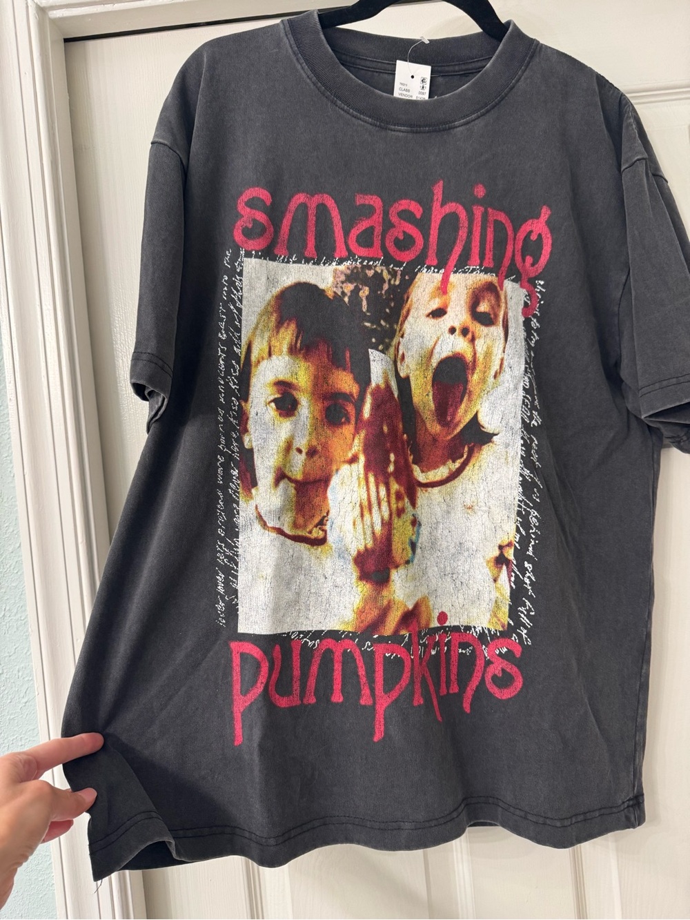 PacSun Smashing Pumpkins Graphic Tee - Charcoal with Pink Print